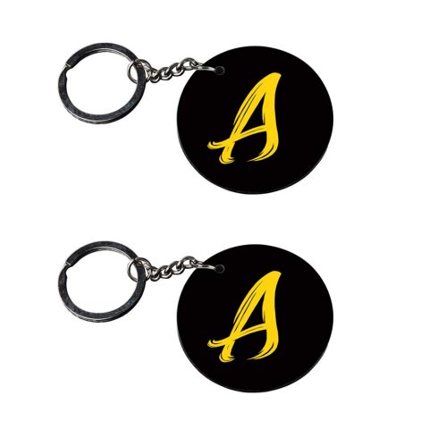 Crafty Worth | Alphabet A keychain | keychain joker Printed Wooden Keychains | Circle Shape Set of 2 keyrings 2×2 inch