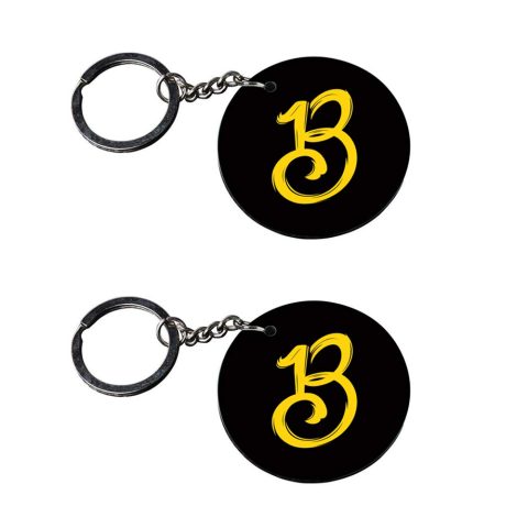 Crafty Worth | Alphabet B keychain | keychain jesus Printed Wooden Keychains | Circle Shape Set of 2 keyrings 2×2 inch