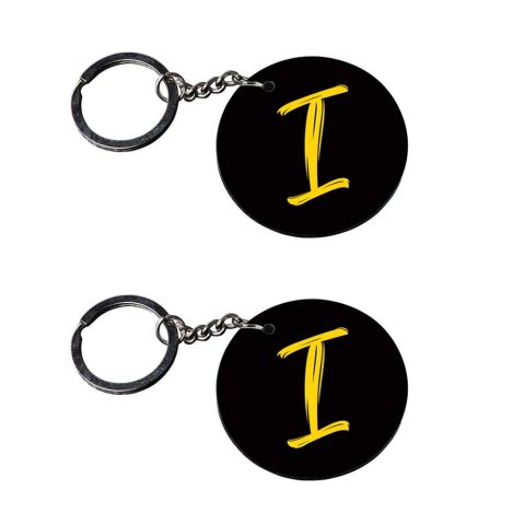 Crafty Worth | Alphabet I keychain | keychain iron man buster Printed Wooden Keychains | Circle Shape Set of 2 keyrings 2×2 inch