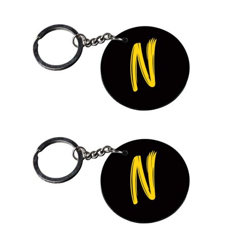 Crafty Worth | Alphabet N keychain | keychain iron man arc reactor Printed Wooden Keychains | Circle Shape Set of 2 keyrings 2×2 inch