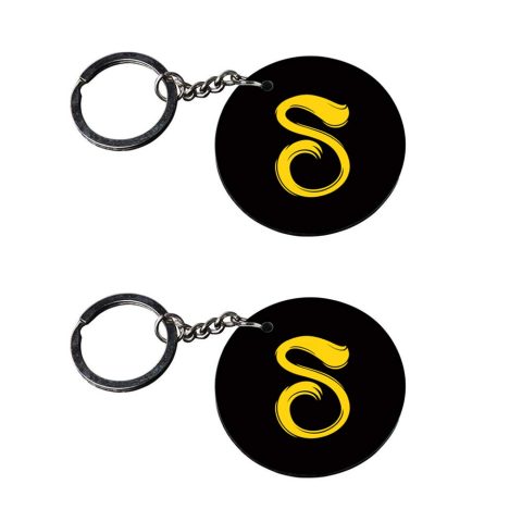 Crafty Worth | Alphabet S keychain | keychain holder for home stylish Printed Wooden Keychains | Circle Shape Set of 2 keyrings 2×2 inch - alternate view