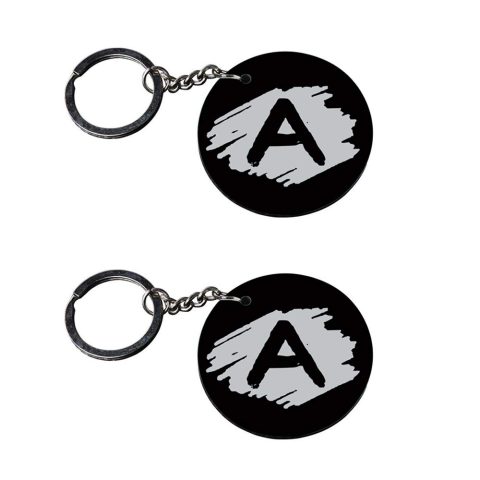 Crafty Worth | Alphabet A keychain | keychain gadgets for men Printed Wooden Keychains | Circle Shape Set of 2 keyrings 2×2 inch - alternate view