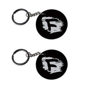 CraftyWorth | Alphabet F keychain | keychain gift for lover Printed Wooden Keychains | Circle Shape Set of 2 keyrings 2x2 inch