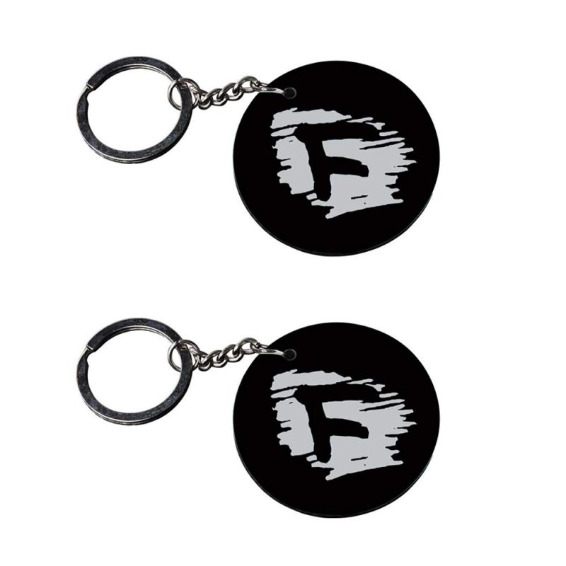Crafty Worth | Alphabet F keychain | keychain gift for lover Printed Wooden Keychains | Circle Shape Set of 2 keyrings 2x2 inch