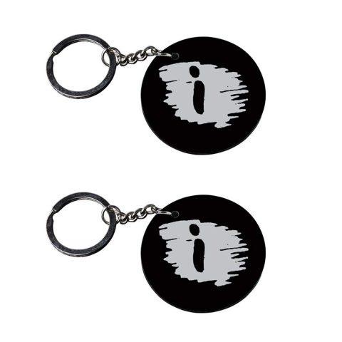 Crafty Worth | Alphabet I keychain | keychain knife Printed Wooden Keychains | Circle Shape Set of 2 keyrings 2×2 inch