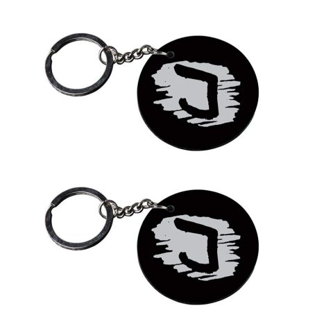Crafty Worth | Alphabet J keychain | keychain knife for men Printed Wooden Keychains | Circle Shape Set of 2 keyrings 2×2 inch