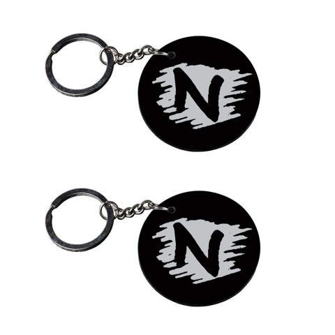 Crafty Worth | Alphabet N keychain | keychain krishna Printed Wooden Keychains | Circle Shape Set of 2 keyrings 2×2 inch