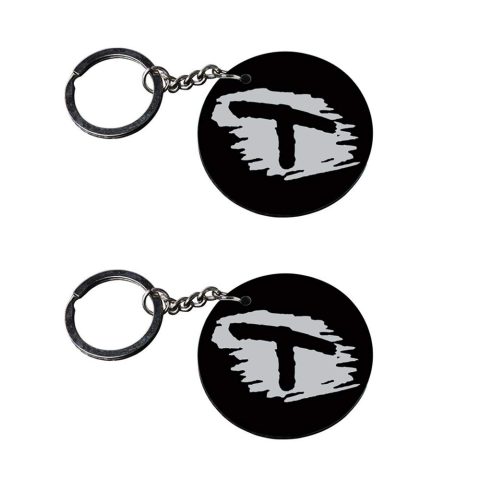 Crafty Worth | Alphabet T keychain | keychain making materials Printed Wooden Keychains | Circle Shape Set of 2 keyrings 2×2 inch