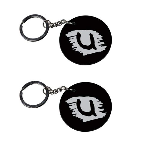 Crafty Worth | Alphabet U keychain | keychain marvel Printed Wooden Keychains | Circle Shape Set of 2 keyrings 2×2 inch