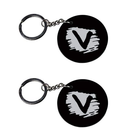 Crafty Worth | Alphabet V keychain | keychain multitool Printed Wooden Keychains | Circle Shape Set of 2 keyrings 2×2 inch