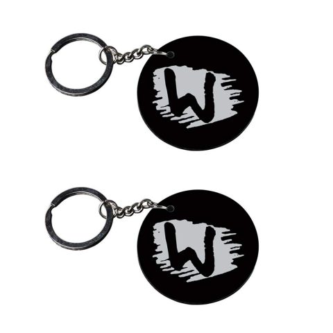 Crafty Worth | Alphabet W keychain | keychain metal Printed Wooden Keychains | Circle Shape Set of 2 keyrings 2×2 inch