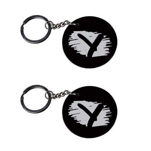 Crafty Worth | Alphabet Y keychain | keychain multi tool Printed Wooden Keychains | Circle Shape Set of 2 keyrings 2×2 inch