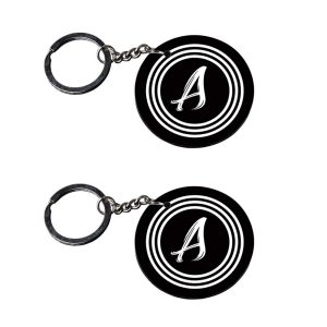 CraftyWorth | Alphabet A keychain | keychain moulds for resin Printed Wooden Keychains | Circle Shape Set of 2 keyrings 2x2 inch