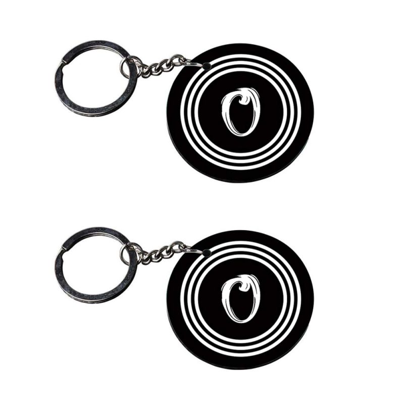 Crafty Worth | Alphabet O keychain | keychain name Printed Wooden Keychains | Circle Shape Set of 2 keyrings 2x2 inch