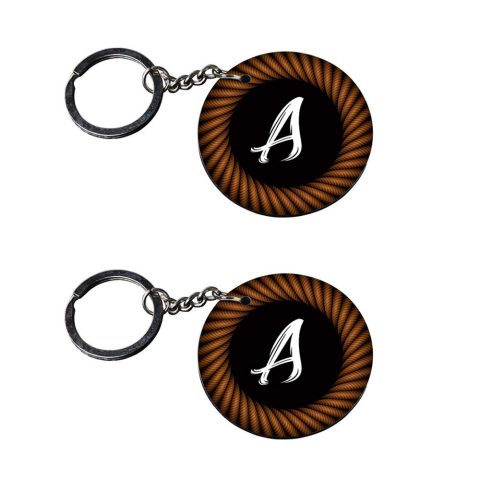 Crafty Worth | Alphabet A keychain | keychain opener Printed Wooden Keychains | Circle Shape Set of 2 keyrings 2×2 inch