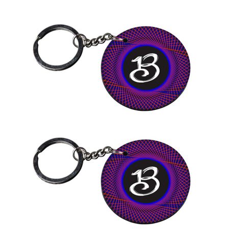 Crafty Worth | Alphabet B keychain | keychain tata Printed Wooden Keychains | Circle Shape Set of 2 keyrings 2×2 inch