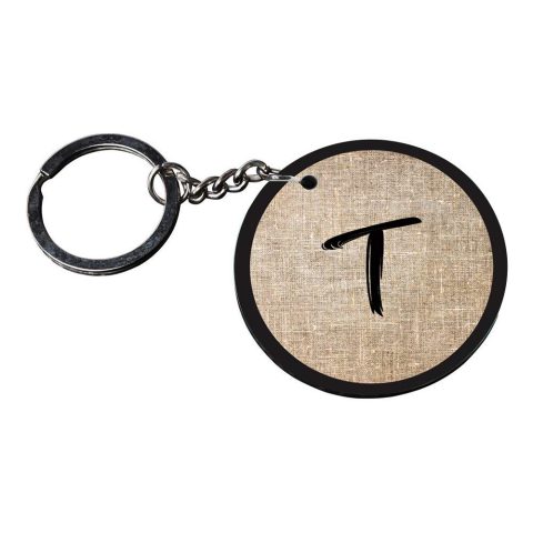 Crafty Worth | Alphabet T keychain | n keychain Printed Wooden Keychains | Circle Shape Set of 2 keyrings 2×2 inch - alternate view