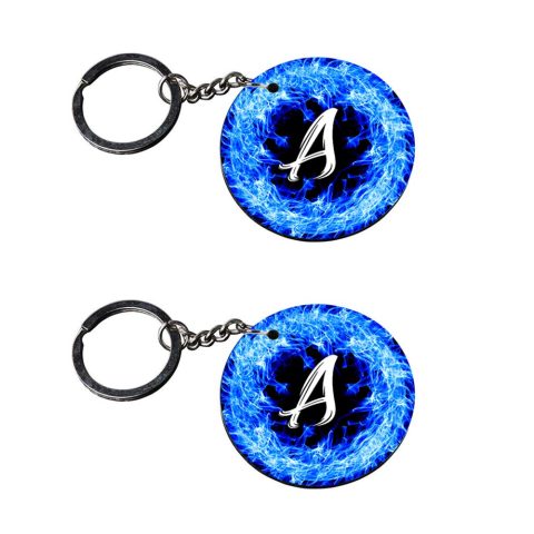 Crafty Worth | Alphabet A keychain | s keychains for men Printed Wooden Keychains | Circle Shape Set of 2 keyrings 2×2 inch