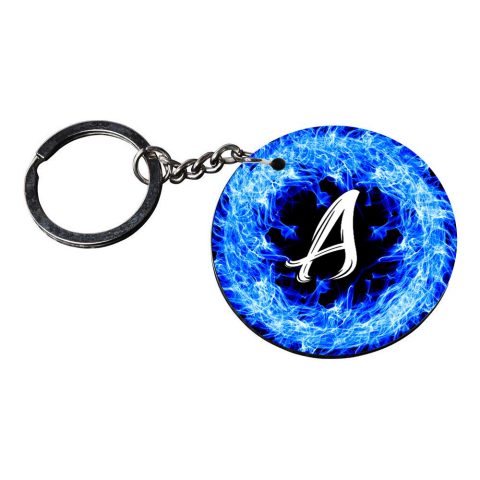 Crafty Worth | Alphabet A keychain | s keychains for men Printed Wooden Keychains | Circle Shape Set of 2 keyrings 2×2 inch - alternate view