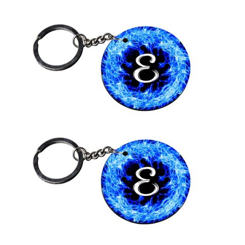 Crafty Worth | Alphabet E keychain | u keychain Printed Wooden Keychains | Circle Shape Set of 2 keyrings 2×2 inch