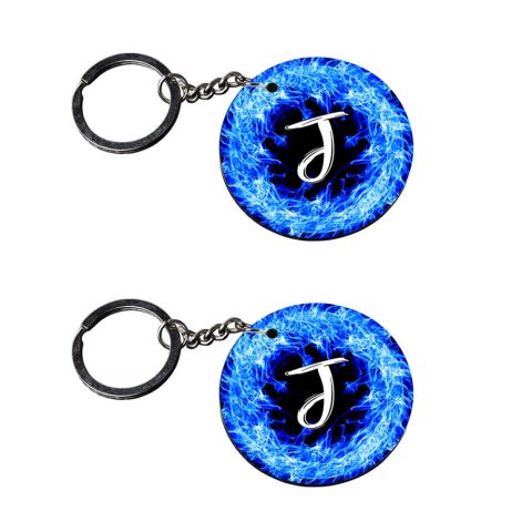 Crafty Worth | Alphabet J keychain | keychain for bike Printed Wooden Keychains | Circle Shape Set of 2 keyrings 2×2 inch