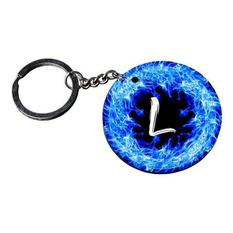 Crafty Worth | Alphabet L keychain | keychain for car Printed Wooden Keychains | Circle Shape Set of 2 keyrings 2×2 inch - alternate view