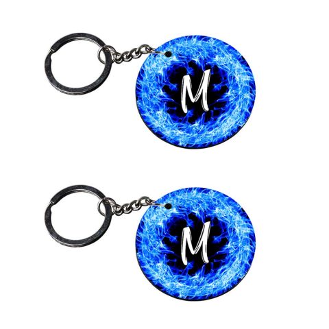 Crafty Worth | Alphabet M keychain | keychain for boys Printed Wooden Keychains | Circle Shape Set of 2 keyrings 2×2 inch