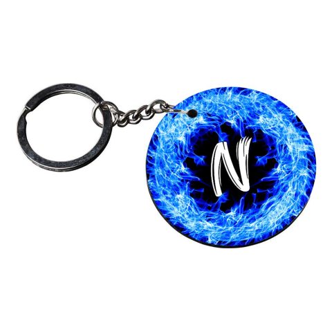 Crafty Worth | Alphabet N keychain | keychain for men Printed Wooden Keychains | Circle Shape Set of 2 keyrings 2×2 inch - alternate view
