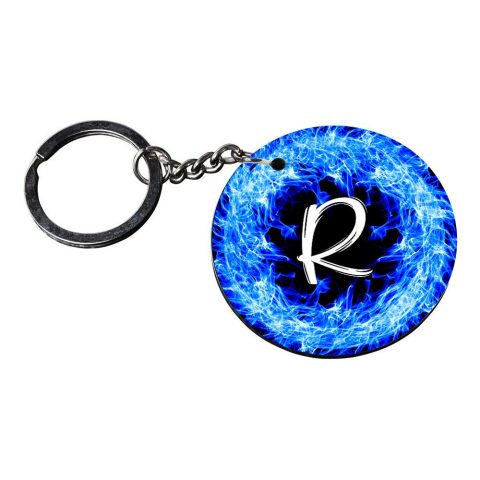 Crafty Worth | Alphabet R keychain | keychain for husband special Printed Wooden Keychains | Circle Shape Set of 2 keyrings 2×2 inch - alternate view