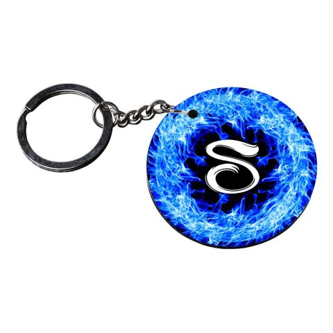 Crafty Worth | Alphabet S keychain | keychain for couples Printed Wooden Keychains | Circle Shape Set of 2 keyrings 2×2 inch - alternate view