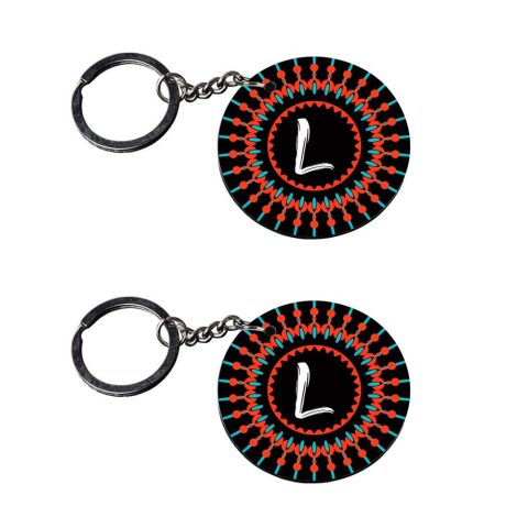 Crafty Worth | Alphabet L keychain | keychain for duke Printed Wooden Keychains | Circle Shape Set of 2 keyrings 2×2 inch
