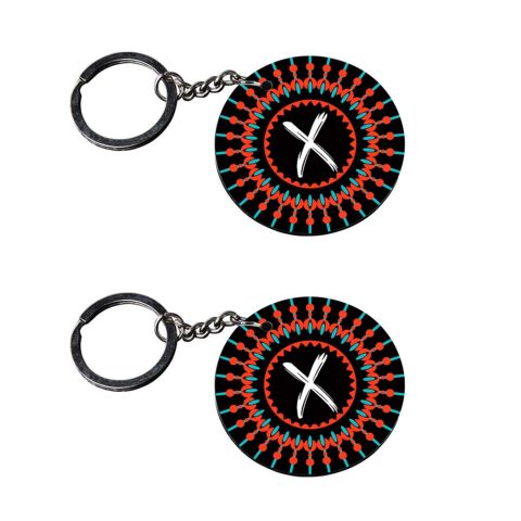 Crafty Worth | Alphabet X keychain | keychain for cycle Printed Wooden Keychains | Circle Shape Set of 2 keyrings 2×2 inch - alternate view