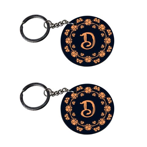 Crafty Worth | Alphabet D keychain | keychain for father Printed Wooden Keychains | Circle Shape Set of 2 keyrings 2×2 inch