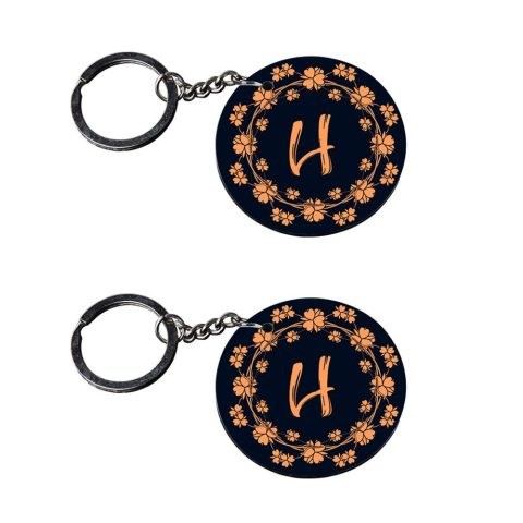 Crafty Worth | Alphabet H keychain | keychain for ford ecosport Printed Wooden Keychains | Circle Shape Set of 2 keyrings 2×2 inch