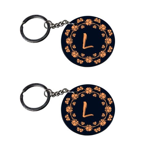 Crafty Worth | Alphabet L keychain | keychain for ford Printed Wooden Keychains | Circle Shape Set of 2 keyrings 2×2 inch