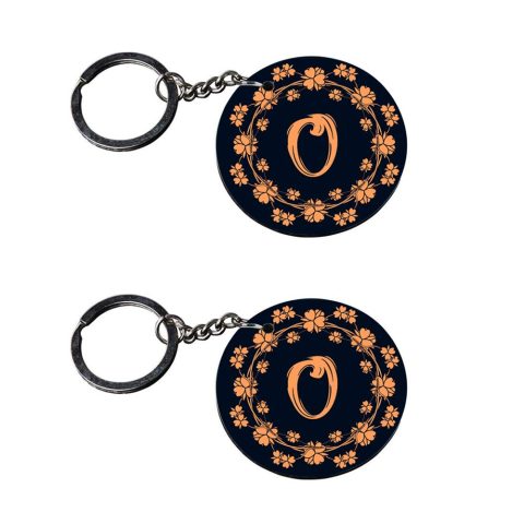 Crafty Worth | Alphabet O keychain | keychain for girls under 100 Printed Wooden Keychains | Circle Shape Set of 2 keyrings 2×2 inch