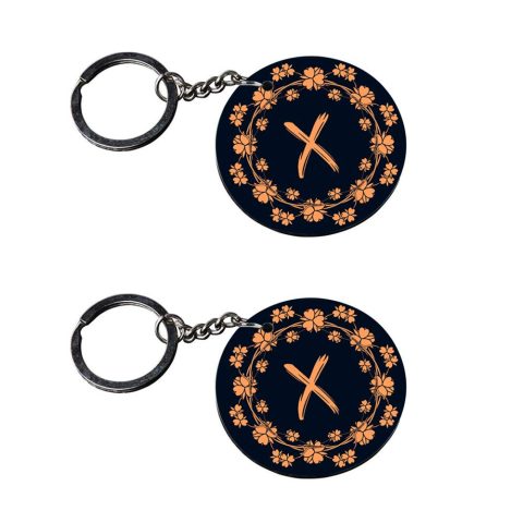 Crafty Worth | Alphabet X keychain | keychain for jeep Printed Wooden Keychains | Circle Shape Set of 2 keyrings 2×2 inch