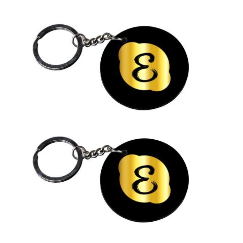 Crafty Worth | Alphabet E keychain | keychain for home Printed Wooden Keychains | Circle Shape Set of 2 keyrings 2×2 inch
