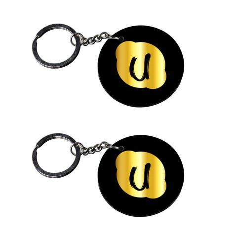 Crafty Worth | Alphabet U keychain | keychain for kids fish Printed Wooden Keychains | Circle Shape Set of 2 keyrings 2×2 inch