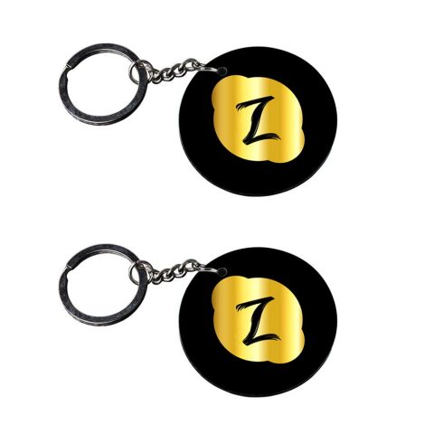 Crafty Worth | Alphabet Z keychain | keychain for leather Printed Wooden Keychains | Circle Shape Set of 2 keyrings 2×2 inch