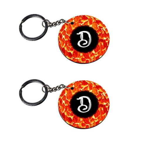 Crafty Worth | Alphabet D keychain | keychain for locker ladies Printed Wooden Keychains | Circle Shape Set of 2 keyrings 2×2 inch