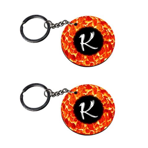 Crafty Worth | Alphabet K keychain | keychain for mobile phone Printed Wooden Keychains | Circle Shape Set of 2 keyrings 2×2 inch