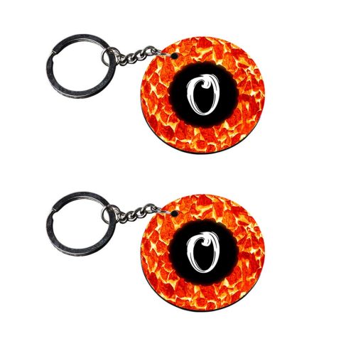 Crafty Worth | Alphabet O keychain | keychain for mobile phone for girls Printed Wooden Keychains | Circle Shape Set of 2 keyrings 2×2 inch