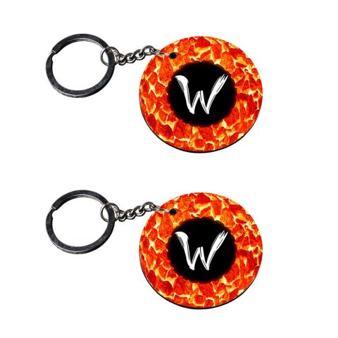 Crafty Worth | Alphabet W keychain | keychain for office use Printed Wooden Keychains | Circle Shape Set of 2 keyrings 2×2 inch