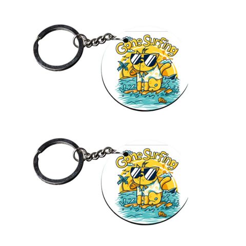 Crafty Worth | cat keychain for girls | keychain for phone Printed Wooden Keychains | Circle Shape Set of 2 keyrings 2×2 inch