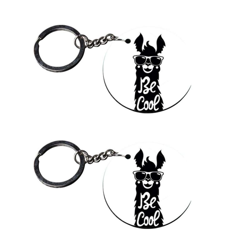 Crafty Worth | key chain for girls under 100 | keychain for toyota car Printed Wooden Keychains | Circle Shape Set of 2 keyrings 2x2 inch