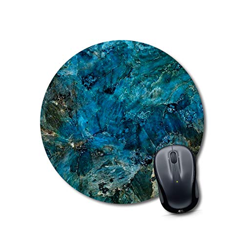 Blue Teal Marble Round Mouse Pad