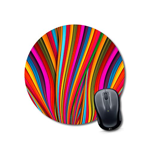 Vibrant Rainbow Stripe Round Mouse Pad