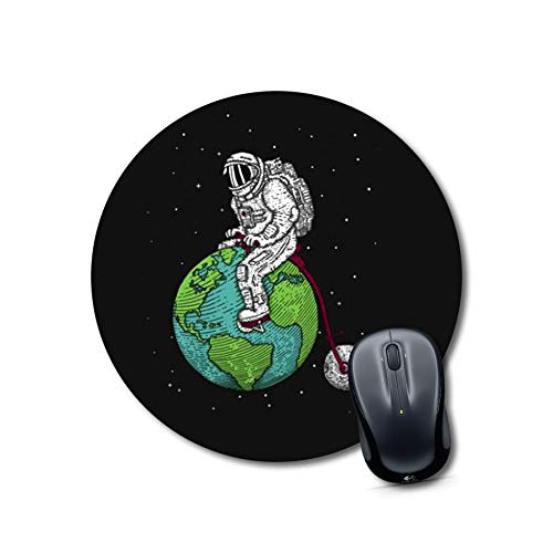 Round Astronaut Earth Mouse Pad