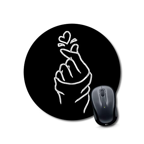 Finger Heart Round Mouse Pad